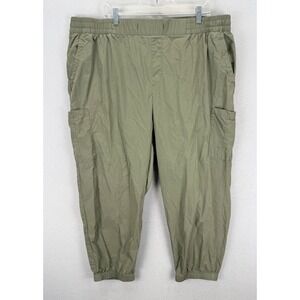 Old Navy Women's Plus Sz 3X Green Elastic Waist-Cuff Tapered Pull On Cargo Pants